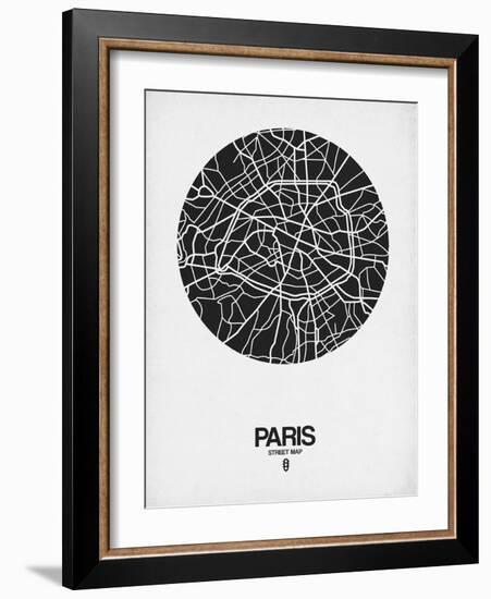 Paris Street Map Black on White-NaxArt-Framed Art Print