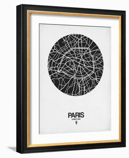 Paris Street Map Black on White-NaxArt-Framed Art Print