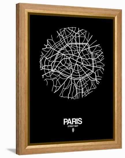 Paris Street Map Black-NaxArt-Framed Stretched Canvas