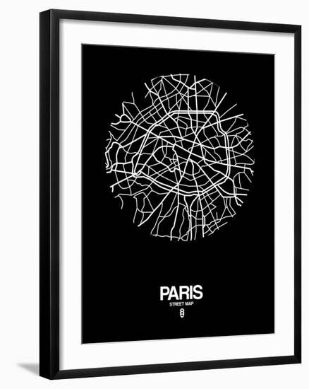 Paris Street Map Black-NaxArt-Framed Art Print