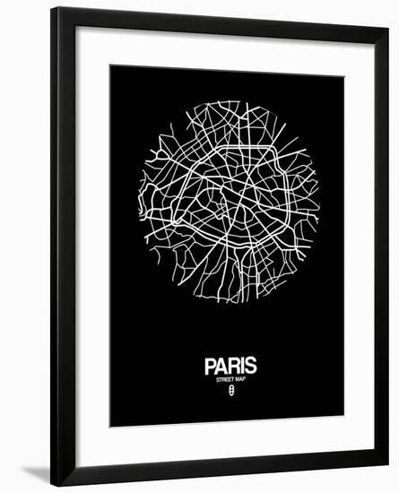 Paris Street Map Black-NaxArt-Framed Art Print