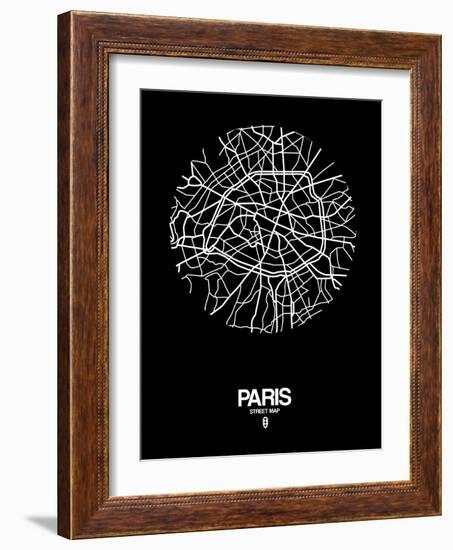 Paris Street Map Black-NaxArt-Framed Art Print