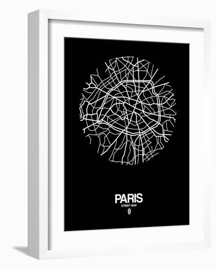 Paris Street Map Black-NaxArt-Framed Art Print