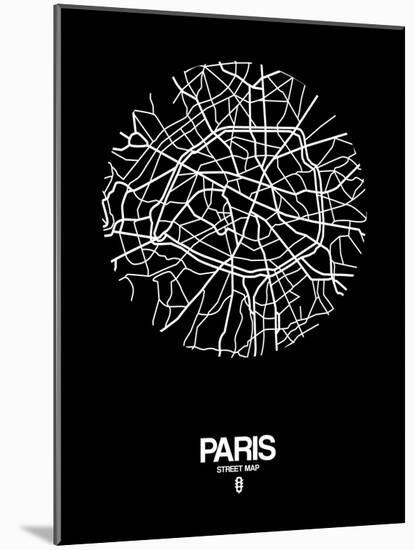 Paris Street Map Black-NaxArt-Mounted Art Print