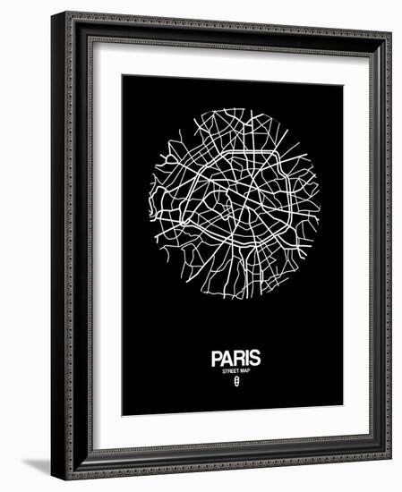 Paris Street Map Black-NaxArt-Framed Art Print
