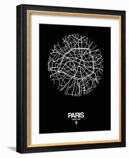 Paris Street Map Black-NaxArt-Framed Art Print