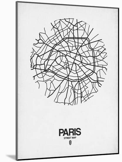 Paris Street Map White-NaxArt-Mounted Art Print