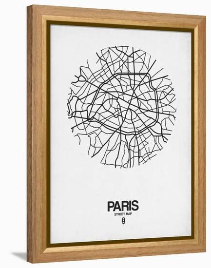 Paris Street Map White-NaxArt-Framed Stretched Canvas