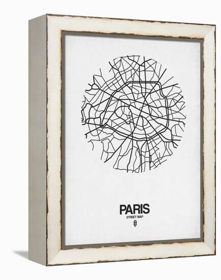 Paris Street Map White-NaxArt-Framed Stretched Canvas