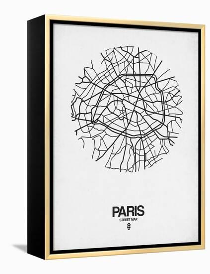 Paris Street Map White-NaxArt-Framed Stretched Canvas