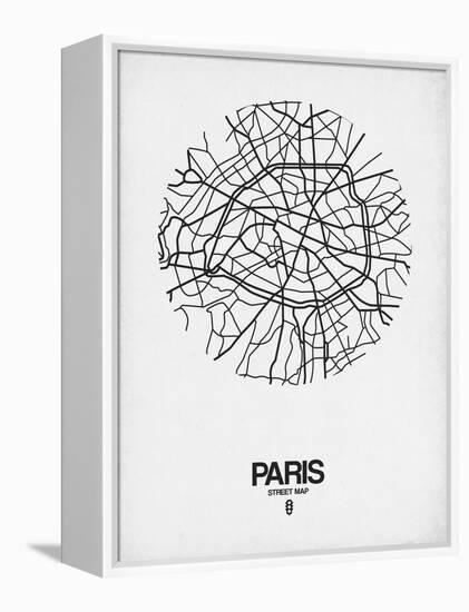 Paris Street Map White-NaxArt-Framed Stretched Canvas