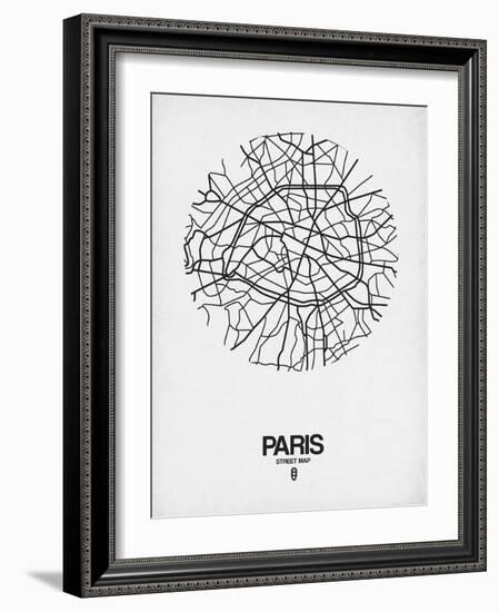 Paris Street Map White-NaxArt-Framed Art Print