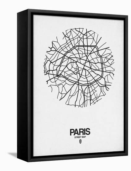 Paris Street Map White-NaxArt-Framed Stretched Canvas