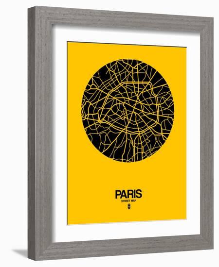 Paris Street Map Yellow-NaxArt-Framed Art Print