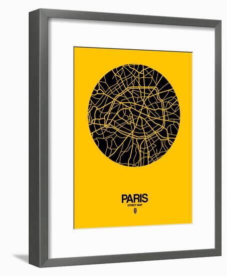 Paris Street Map Yellow-NaxArt-Framed Art Print