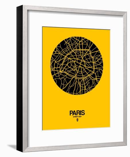 Paris Street Map Yellow-NaxArt-Framed Art Print
