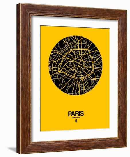Paris Street Map Yellow-NaxArt-Framed Art Print