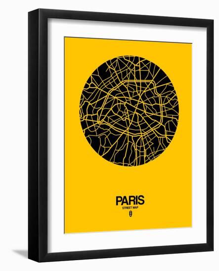 Paris Street Map Yellow-NaxArt-Framed Art Print