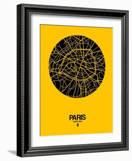 Paris Street Map Yellow-NaxArt-Framed Art Print