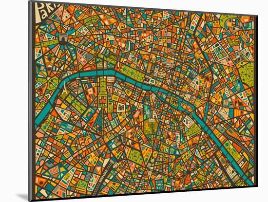 Paris Street Map-Jazzberry Blue-Mounted Art Print