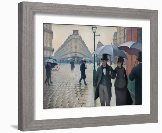 Paris Street; Rainy Day, 1877, by Gustave Caillebotte, 1848-1895, French painting,-Gustave Caillebotte-Framed Art Print