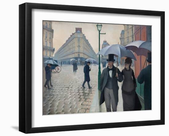 Paris Street; Rainy Day, 1877, by Gustave Caillebotte, 1848-1895, French painting,-Gustave Caillebotte-Framed Art Print