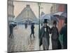 Paris Street; Rainy Day, 1877, by Gustave Caillebotte, 1848-1895, French painting,-Gustave Caillebotte-Mounted Art Print