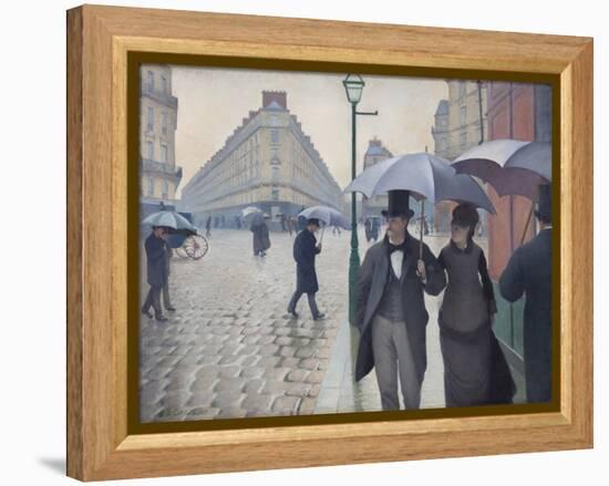 Paris Street; Rainy Day, 1877-Gustave Caillebotte-Framed Premier Image Canvas