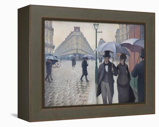 Paris Street; Rainy Day, 1877-Gustave Caillebotte-Framed Premier Image Canvas