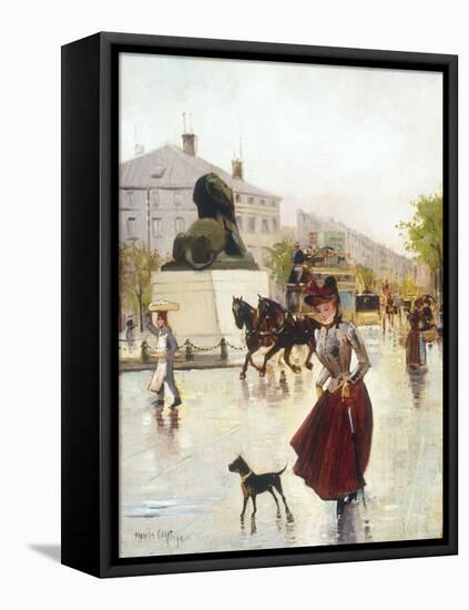 Paris Street Scene-Francis Garat-Framed Premier Image Canvas