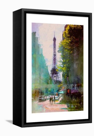 Paris Street-John Rivera-Framed Stretched Canvas