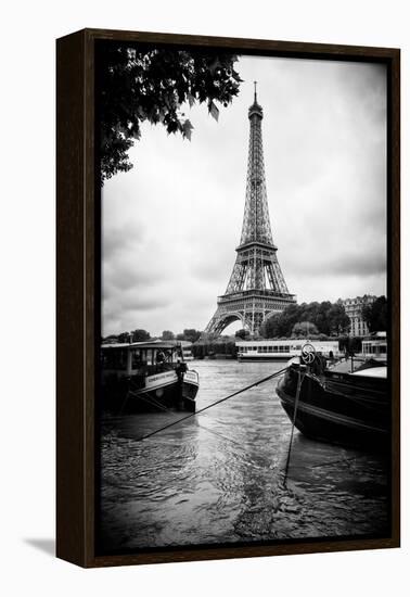 Paris sur Seine Collection - Barges along River Seine with Eiffel Tower XIII-Philippe Hugonnard-Framed Premier Image Canvas