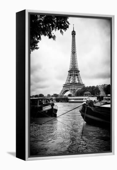 Paris sur Seine Collection - Barges along River Seine with Eiffel Tower XIII-Philippe Hugonnard-Framed Premier Image Canvas