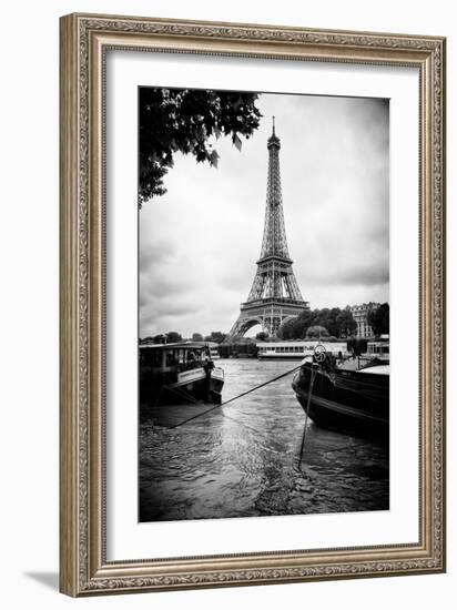 Paris sur Seine Collection - Barges along River Seine with Eiffel Tower XIII-Philippe Hugonnard-Framed Photographic Print