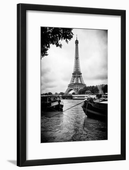 Paris sur Seine Collection - Barges along River Seine with Eiffel Tower XIII-Philippe Hugonnard-Framed Photographic Print