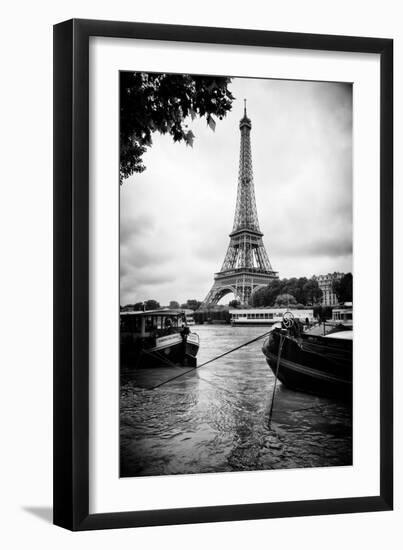 Paris sur Seine Collection - Barges along River Seine with Eiffel Tower XIII-Philippe Hugonnard-Framed Photographic Print