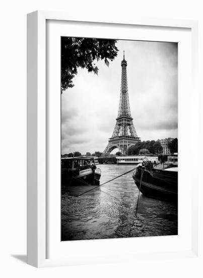 Paris sur Seine Collection - Barges along River Seine with Eiffel Tower XIII-Philippe Hugonnard-Framed Photographic Print