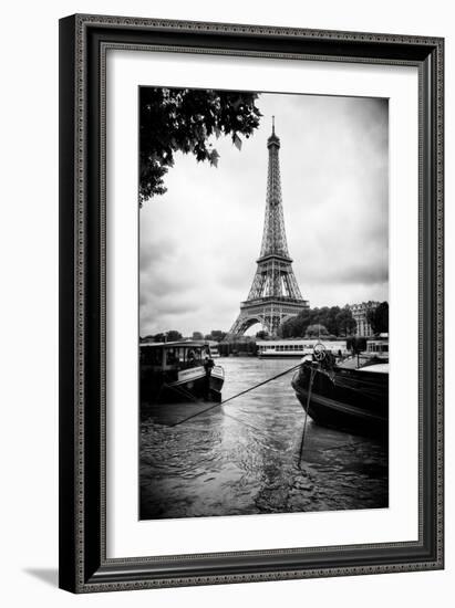 Paris sur Seine Collection - Barges along River Seine with Eiffel Tower XIII-Philippe Hugonnard-Framed Photographic Print