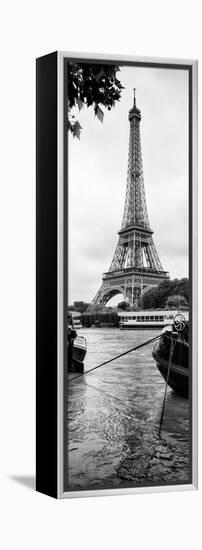 Paris sur Seine Collection - Barges along River Seine with Eiffel Tower XIV-Philippe Hugonnard-Framed Premier Image Canvas