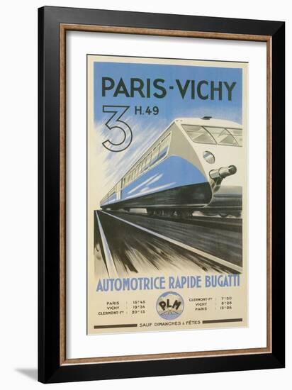 Paris to Vichy Train Poster-null-Framed Premium Giclee Print