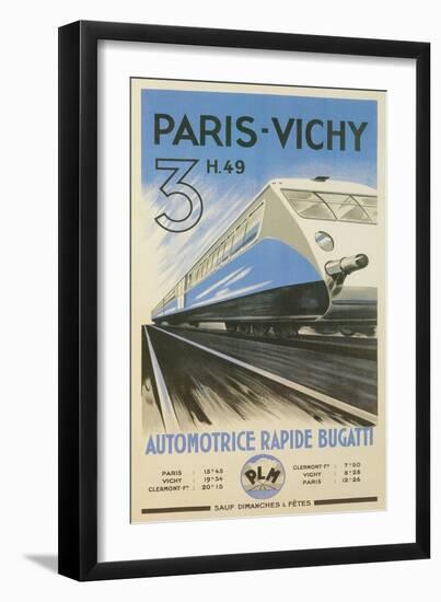 Paris to Vichy Train Poster-null-Framed Premium Giclee Print