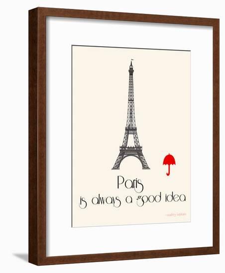 Paris Travel Poster With Eiffel Tower-Jan Weiss-Framed Art Print