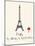 Paris Travel Poster With Eiffel Tower-Jan Weiss-Mounted Art Print