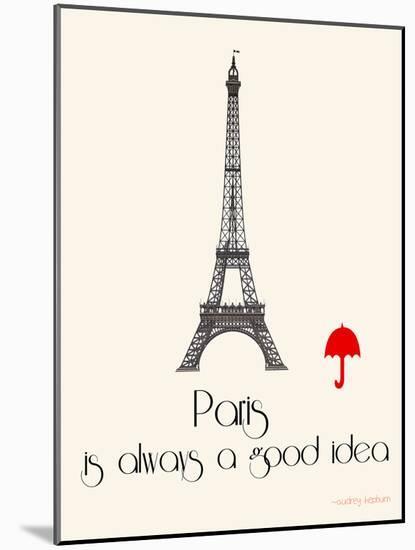 Paris Travel Poster With Eiffel Tower-Jan Weiss-Mounted Art Print
