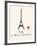 Paris Travel Poster With Eiffel Tower-Jan Weiss-Framed Art Print