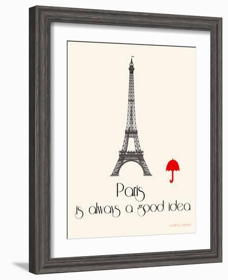 Paris Travel Poster With Eiffel Tower-Jan Weiss-Framed Premium Giclee Print