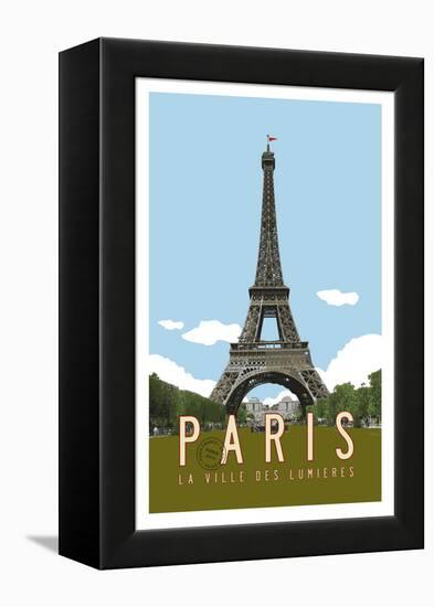 Paris Travel Poster-Michael Jon Watt-Framed Premier Image Canvas