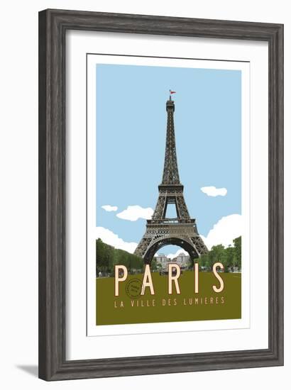 Paris Travel Poster-Michael Jon Watt-Framed Giclee Print