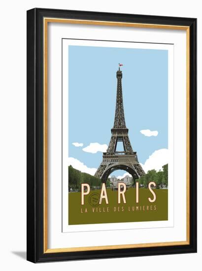 Paris Travel Poster-Michael Jon Watt-Framed Giclee Print