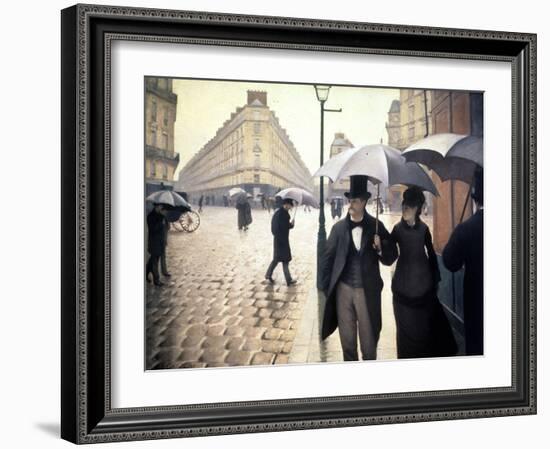 Paris, un jour de pluie-Gustave Caillebotte-Framed Giclee Print